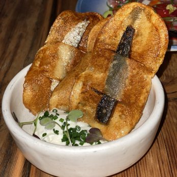 Rich Table - Sardine Chip, Horseradish, Creme Fraiche Dinner Bites - New American Near Me - San Francisco, California Rich Table - Sardine Chip, Horseradish, Creme Fraiche Dinner Bites - New American Near Me - San Francisco, California