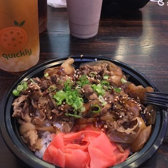 Quickly Boba Tea - Beef and rice bowl. - Bubble Tea Near Me - Orlando, Florida Quickly Boba Tea - Beef and rice bowl. - Bubble Tea Near Me - Orlando, Florida