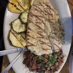 Metroplex Bail Bonds - Rainbow Trout with grilled zucchini/yellow squash and red beans and rice