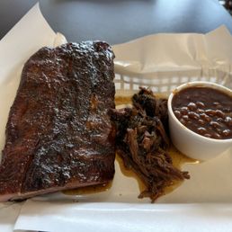 Ribs and Burt ends with BBQ beans Ribs and Burt ends with BBQ beans