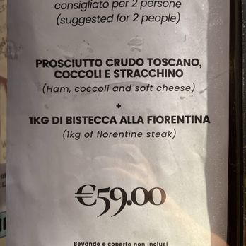 Corte dei Pazzi - Bistecca Alla Florentina Menu - Tuscan Near Me - Florence, FI