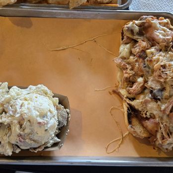 Delta Blues BBQ - Smoked Chicken Philly with potato salad - Barbeque Near Me - Bristol, Tennessee Delta Blues BBQ - Smoked Chicken Philly with potato salad - Barbeque Near Me - Bristol, Tennessee