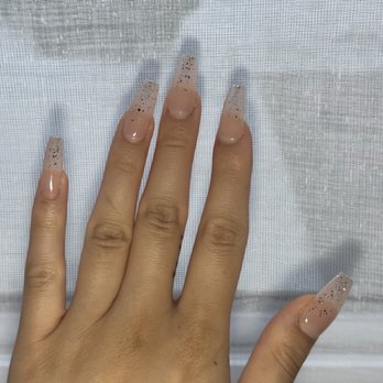 Me Time Beauty Lounge - Gel X nude ombré glitter (peep my nasty paper cut on my pinky) - Eyelash Service Near Me - Brea, California Me Time Beauty Lounge - Gel X nude ombré glitter (peep my nasty paper cut on my pinky) - Eyelash Service Near Me - Brea, California