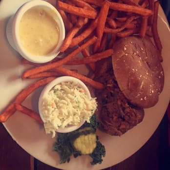 Briar Patch Restaurant - Pulled pork sandwich with sweet potato fries (AH-MAZING!!) - American Near Me - Amherst, Virginia
