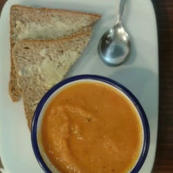 Leverton & Halls Deli & Coffee Shop - Tomato and basil soup with crusty bread and butter £3.85