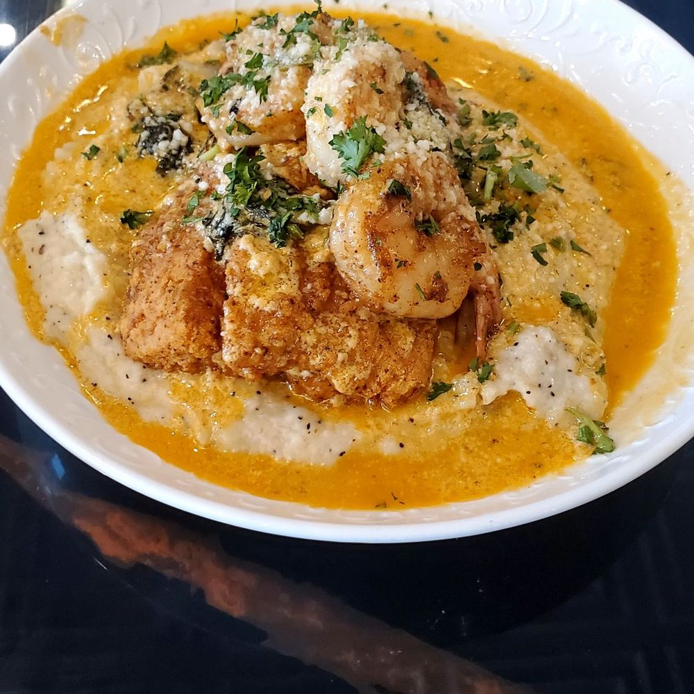 Keem's Cuisine - Salmon, shrimp, and grits.....delicious - Breakfast & Brunch Near Me - Wilmington, Delaware Keem's Cuisine - Salmon, shrimp, and grits.....delicious - Breakfast & Brunch Near Me - Wilmington, Delaware