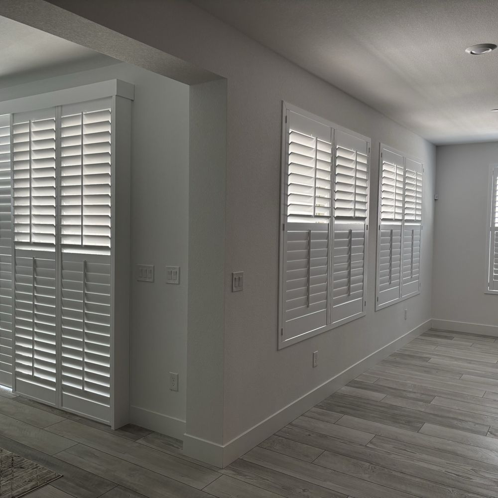 Shutters for our all of our windows and also the sliding porch doors. Jose and Michael installed them! Shutters for our all of our windows and also the sliding porch doors. Jose and Michael installed them!