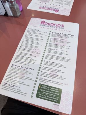 Menu photo 2 Rosario's ComidaMex & Bar San Antonio, TX Menu photo 2 Rosario's ComidaMex & Bar San Antonio, TX