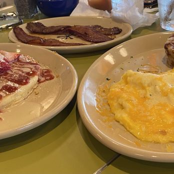 Snooze, an A.M. Eatery - 3egg omelette single pancake(strawberry shortcake) instead of toast for upcharge. - Breakfast & Brunch Near Me - Cedar Park, Texas Snooze, an A.M. Eatery - 3egg omelette single pancake(strawberry shortcake) instead of toast for upcharge. - Breakfast & Brunch Near Me - Cedar Park, Texas