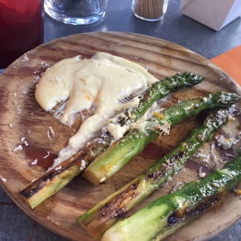 Bravas Bar de Tapas - Asparagus with Orange Zest infused cheese - Spanish Near Me - Healdsburg, California Bravas Bar de Tapas - Asparagus with Orange Zest infused cheese - Spanish Near Me - Healdsburg, California