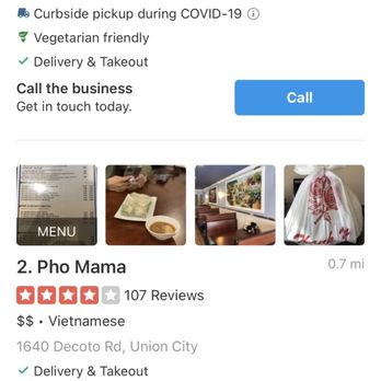 Pho Mama - Places says on Yelp it closes in 9 min and the order would be ready at 8:54 -9pm - Vietnamese Near Me - Union City, California Pho Mama - Places says on Yelp it closes in 9 min and the order would be ready at 8:54 -9pm - Vietnamese Near Me - Union City, California