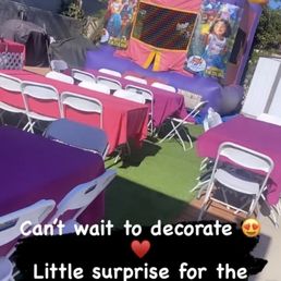 Jumper chairs tables and table cloths