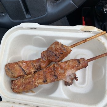 Rollin’ Smoke Handcrafted Bbq - Pig on a stick-pork tenderloin wrapped in bacon - Barbeque Near Me - Halfmoon, New York