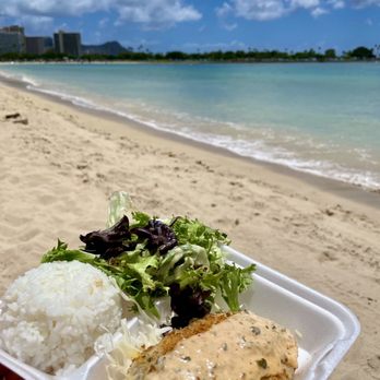 Nico's Pier 38 - Catch of the Day. Mac nut crusted Ahi with green salad and white rice. Views of Diamond Head on the side. - Seafood Near Me - Honolulu, Hawaii Nico's Pier 38 - Catch of the Day. Mac nut crusted Ahi with green salad and white rice. Views of Diamond Head on the side. - Seafood Near Me - Honolulu, Hawaii