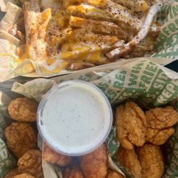 Louisiana Voodoo Fries Hot Honey, Louisiana Hot Rub, Mango Habanero wings