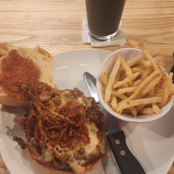OHSO Brewery - The OHSO brisket sandwich with fries and a Lost Viking Ale - Brewpubs Near Me - Surprise, Arizona OHSO Brewery - The OHSO brisket sandwich with fries and a Lost Viking Ale - Brewpubs Near Me - Surprise, Arizona