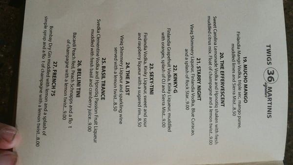 Menu photo 6 Twigs Bistro and Martini Bar Spokane, WA