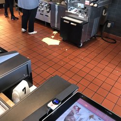 McDonald's - My sons spilled shake. No one bothered to clean it up for at least a 10 mins.