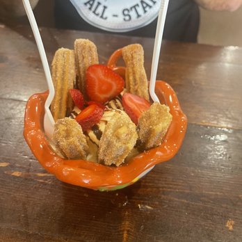 La Casita - Churro ice cream. We got vanilla instead of strawberry ice cream - Mexican Near Me - Hayward, California La Casita - Churro ice cream. We got vanilla instead of strawberry ice cream - Mexican Near Me - Hayward, California