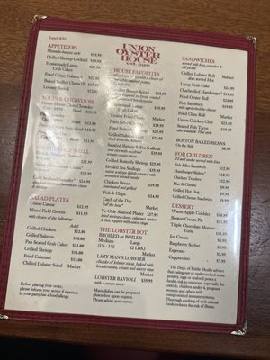 Menu photo 5 Union Oyster House Boston, MA Menu photo 5 Union Oyster House Boston, MA