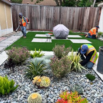 EarthEye Landscape - Our crew beautifying this backyard garden in Willow Glen. Turf, Paver Steps, Decorative Rock, Drought Tolerant Plants, etc. - Landscaping Near Me EarthEye Landscape - Our crew beautifying this backyard garden in Willow Glen. Turf, Paver Steps, Decorative Rock, Drought Tolerant Plants, etc. - Landscaping Near Me
