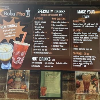 Boba Phở U - Drink menu (Jan 2026) - Vietnamese Near Me - Sacramento, California