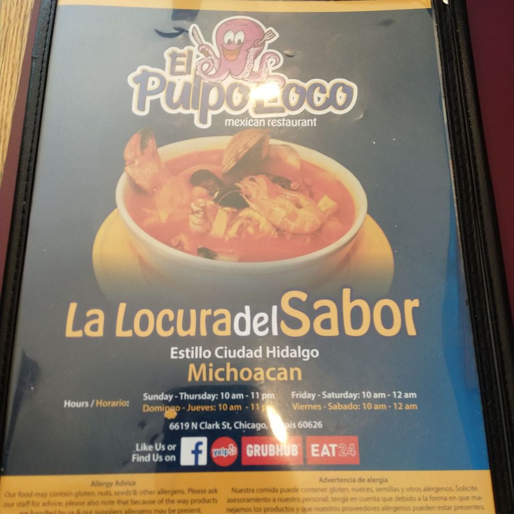El Pulpo Loco - Menu cover - Mexican Near Me - Chicago, Illinois El Pulpo Loco - Menu cover - Mexican Near Me - Chicago, Illinois