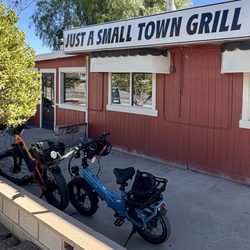 Just a Small Town Grill - Bikes viewable from the dining area.