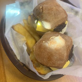 Texas Roadhouse - Two burnt mini cheeseburgers with fries - Steakhouses Near Me - Foley, Alabama