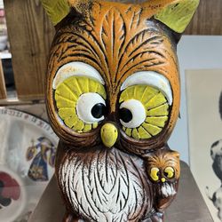 Vintage Blue - Ceramic owl planter