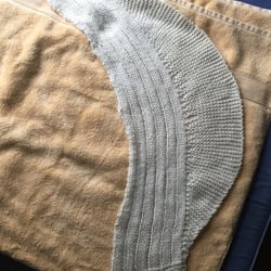 Crazy For Ewe - My new collared cowl being blocked.  I made this at a first Friday knit along a Crazy for Ewe!