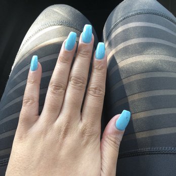 Lalu'a Nails & Spa - my nails were light blue done by Yunari and my feet were done by Ben in white color - Nail Salons Near Me - Silver Spring, Maryland