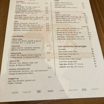 Cochon RESTAURANT - Cocktail menu - Cajun/Creole Near Me - New Orleans, Louisiana