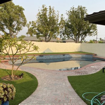 Earth Design Synthetic Turf - pool area from back yard view - Artificial Turf Near Me - Irvine, California Earth Design Synthetic Turf - pool area from back yard view - Artificial Turf Near Me - Irvine, California
