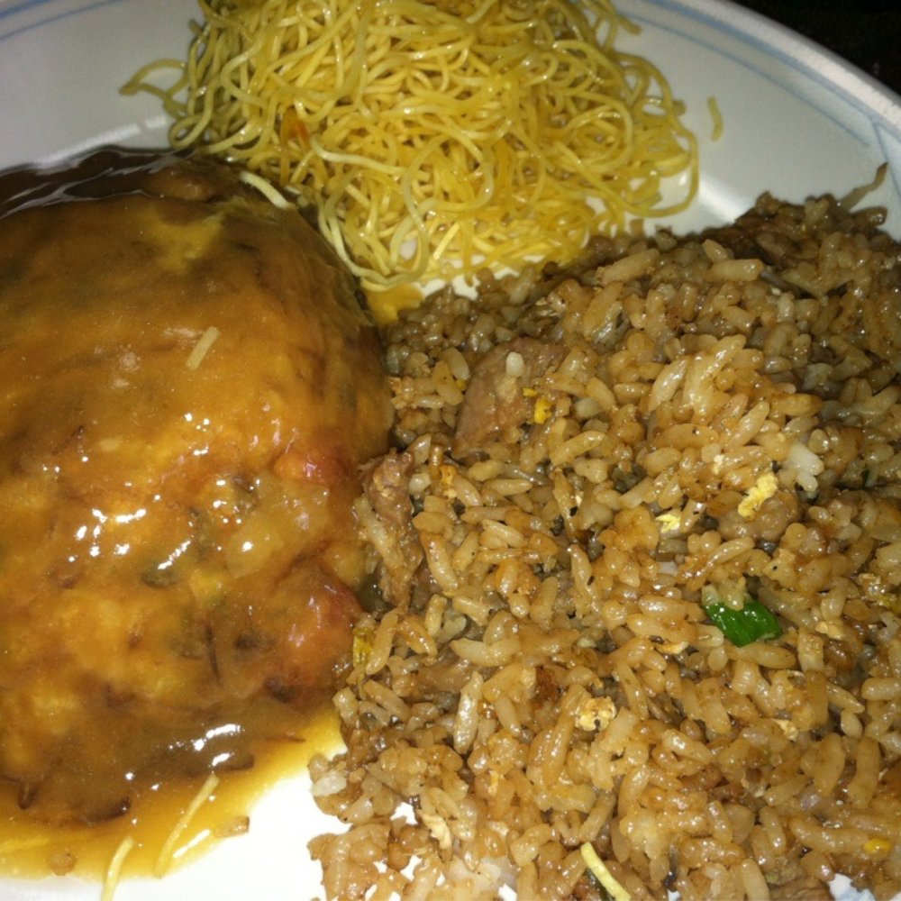1st Chop Suey - My dinner as I'm ready to eat my take out at home. Ham Egg Foo Young, Beef Fried Rice, and perfect Pan Fried Noodles. All good!! - Chinese Near Me - Chicago, Illinois