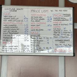 Coastline Beauty College - Prices as of 7/2024