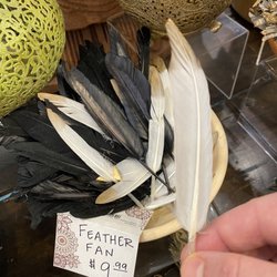 Henna Shoppe - "Feather fan" for $10. If you bought three of them you might almost have enough to fan yourself for the $30 you just blew.
