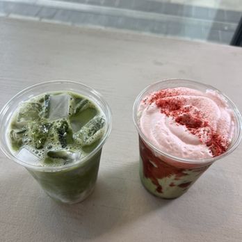 Vici Café - Matcha latte and matcha strawberry latte - Desserts Near Me - San Diego, California