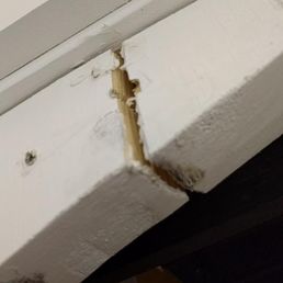 the way the door closure was installed split the door frame and pulled it apart