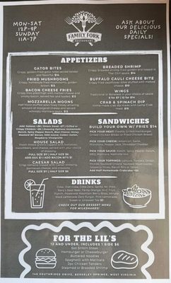 Menu photo 1 Family Fork Berkeley Springs, WV