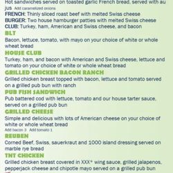 Touchdown’s Sports Bar & Grill - Menu 11/2025