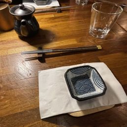 Place setting at Sakana and Yasai in Albany.