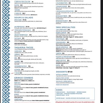 1900 Mexican Grill - Menu - Cocktail Bars Near Me - Charlotte, North Carolina 1900 Mexican Grill - Menu - Cocktail Bars Near Me - Charlotte, North Carolina