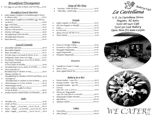 Menu photo 1 La Castellana Cafe Nogales, AZ
