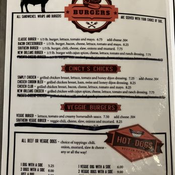 Cincy's Downtown - Menu 8/24/22 - Soup Near Me - Greensboro, North Carolina