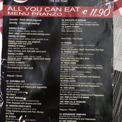 Sushi VI The Silk Road - AYCE lunch menu