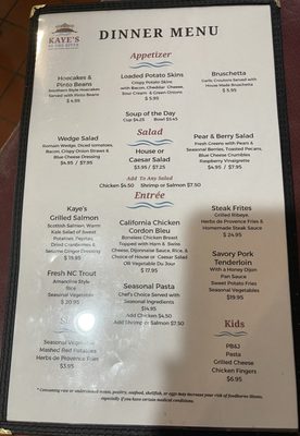 Menu photo 1 Kaye's Kitchen Newland, NC