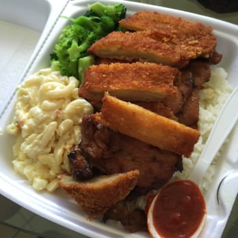 Me's BBQ - BBQ chicken + Chicken Katsu + Mac Salad... How'd that broccoli make it in there??? - Korean Near Me - Honolulu, Hawaii Me's BBQ - BBQ chicken + Chicken Katsu + Mac Salad... How'd that broccoli make it in there??? - Korean Near Me - Honolulu, Hawaii