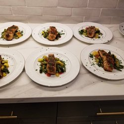 Catered Comforts - Herb Crusted Salmon over Vegetable Hash