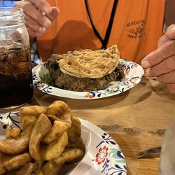 Meers Store And Restaurant - Spicy wedges and Chicken Fried Steak Sandwich